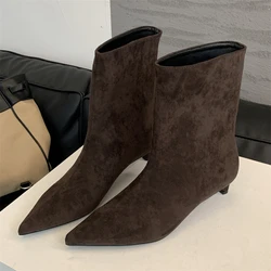 Eilyken Vintage Pointed Toe Ankle Boots - Women's Designer Low Heel Shoes - 38 (Coffee Colour)