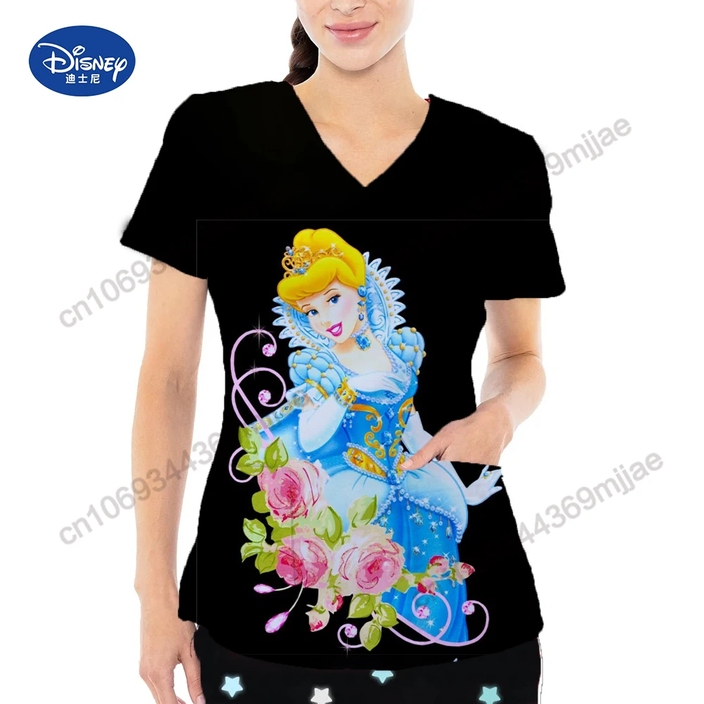 

Disney Pocket V-Neck Aesthetic Women's Blouses Women Summer 2023 Funny T Shirts Tshirts Woman Japanese Y2k Clothing Cute Tops