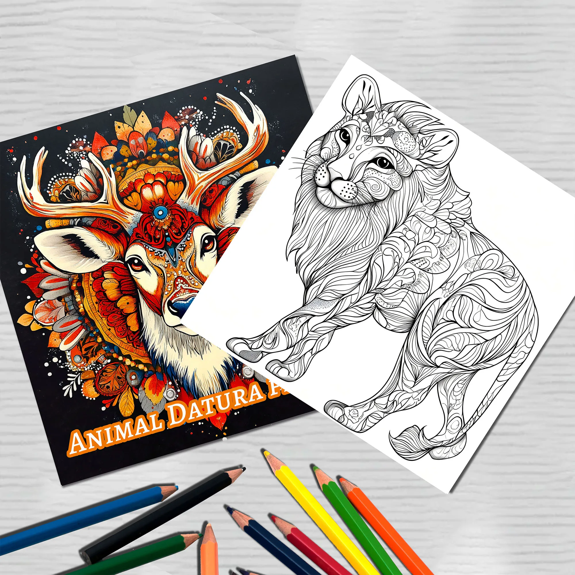 2-Pack Animal Mandala Colouring Book for Adults - Stress Relief and Mind fulness Art Therapy 3