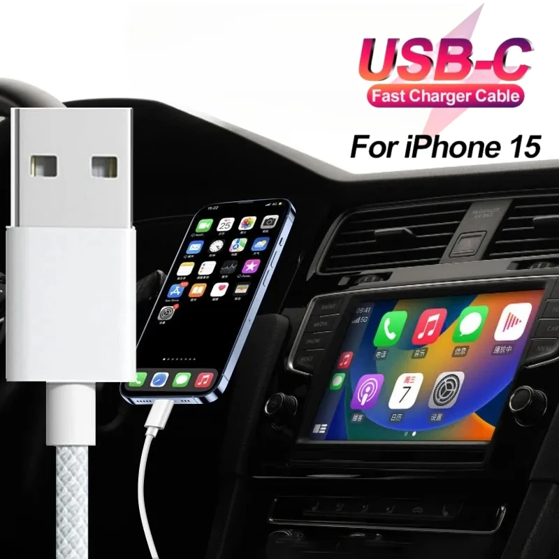 Cavo USB A A USB C Per Carplay IPhone 16/15 - Ricarica Rapida 3A, 2 Pezzi 0,9m