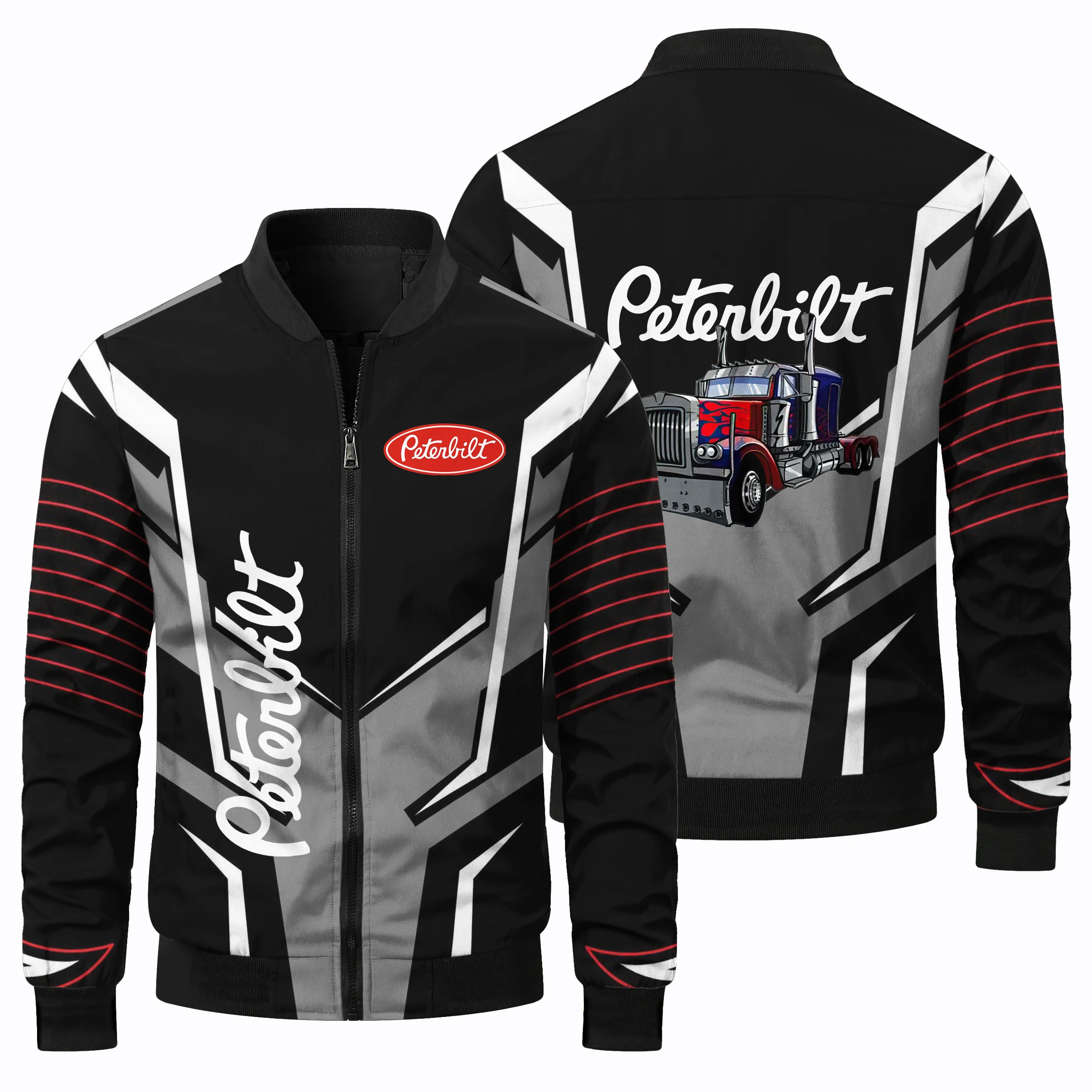 thumbnail image 1 of Chaqueta de manga larga con estampado 3D de camionero para hombre, ropa de ciclismo para acampar al aire libre, todoterreno, con cuello redondo y cremallera, 1 of 5