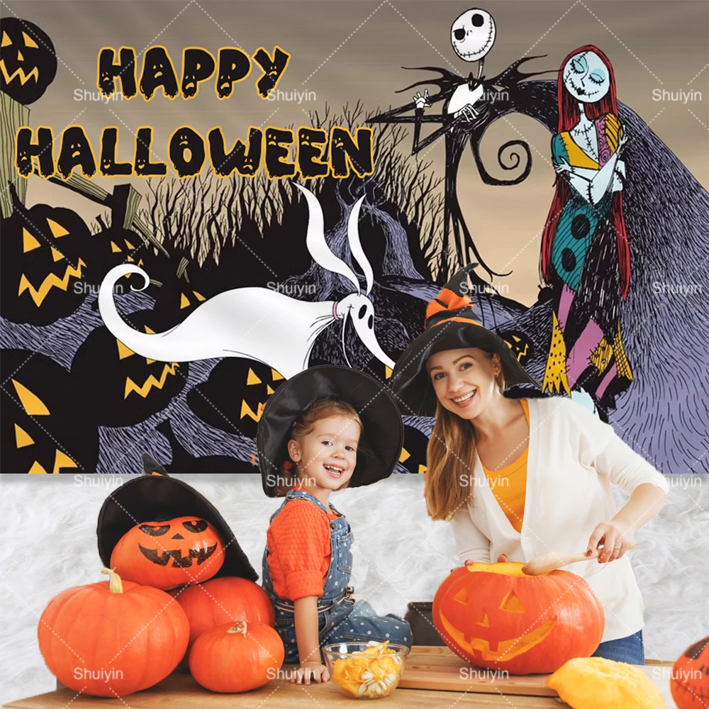 Fondo de decoración para fiesta de Halloween de Jack Skellington, calabaza  de terror, pesadilla antes de Navidad, fondos de fotografía para niños -  AliExpress, image size:1000x1000