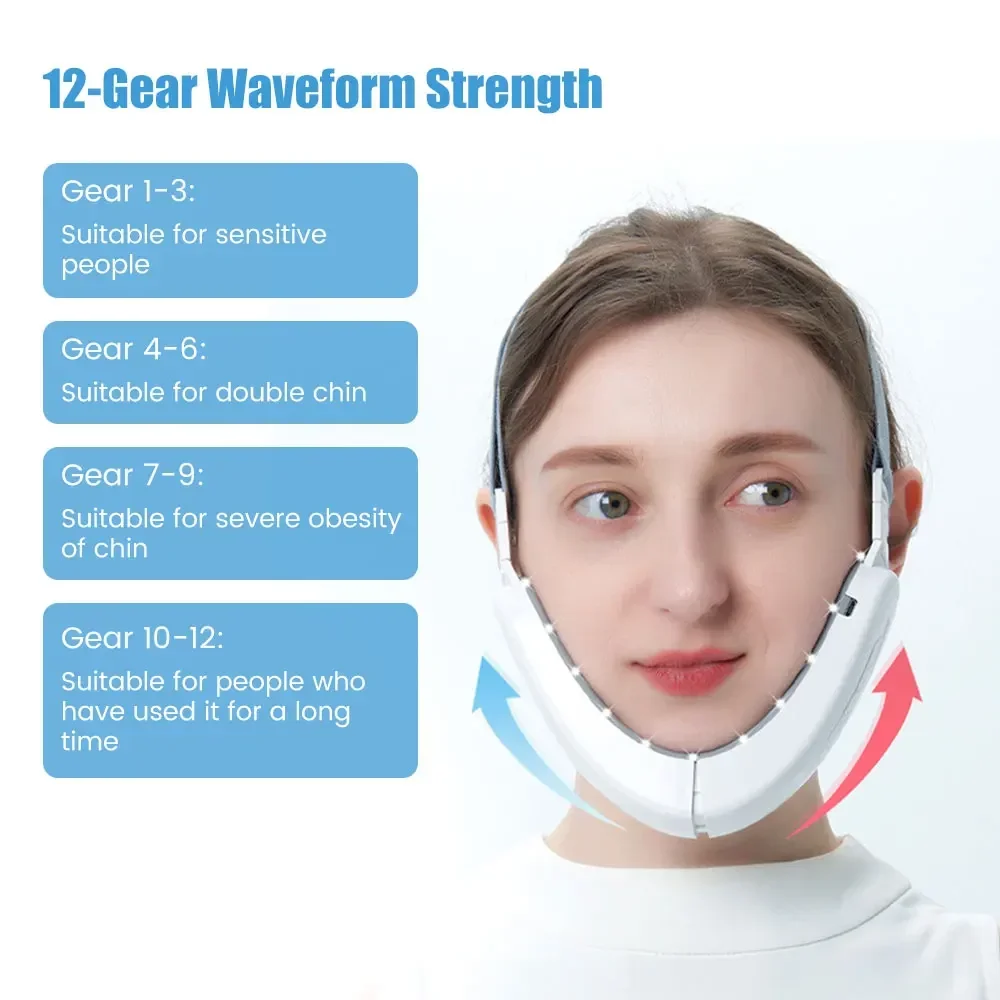 Face Slimming Massager Electric V-face Device LED Photon Therapy Microcurrent Skin Tightening Double Chin Remover EMS