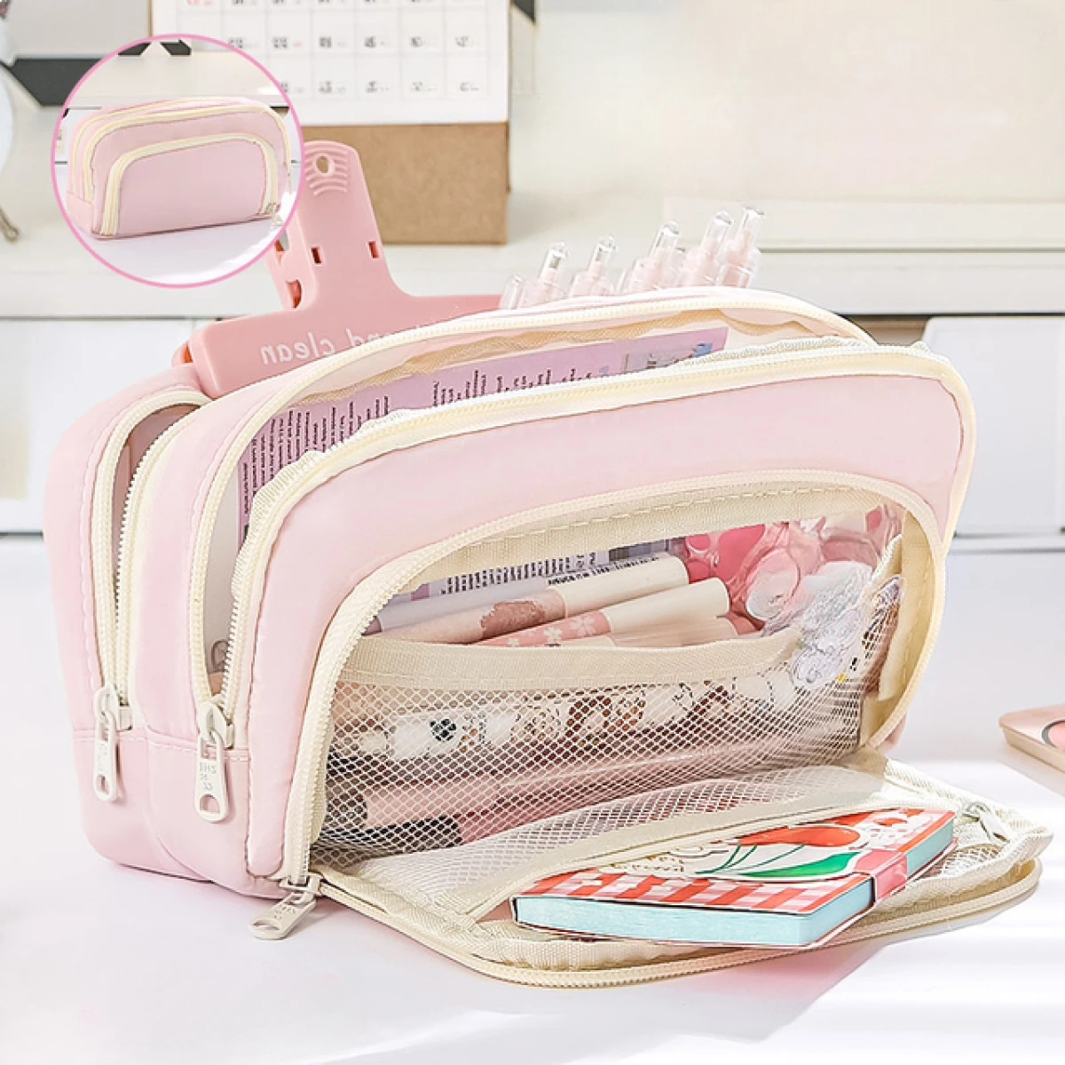 Spacious Multi-Layer Pencil Case & Makeup Organizer Bag