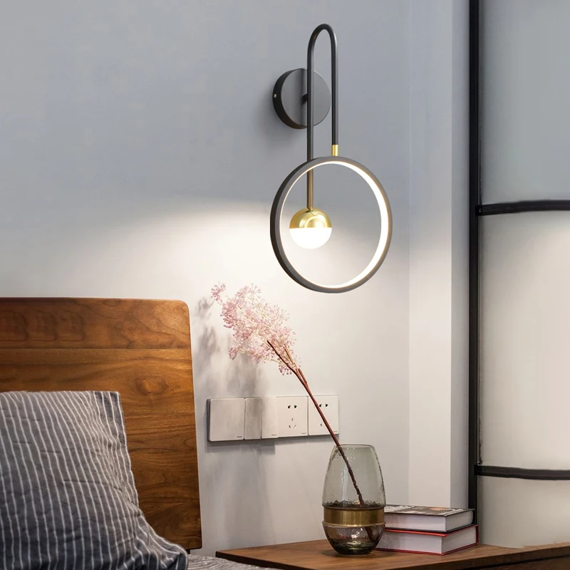 

Modern study bedroom bedside LED wall lamp hotel restaurant modeling lamp villa living room lighting direct sales