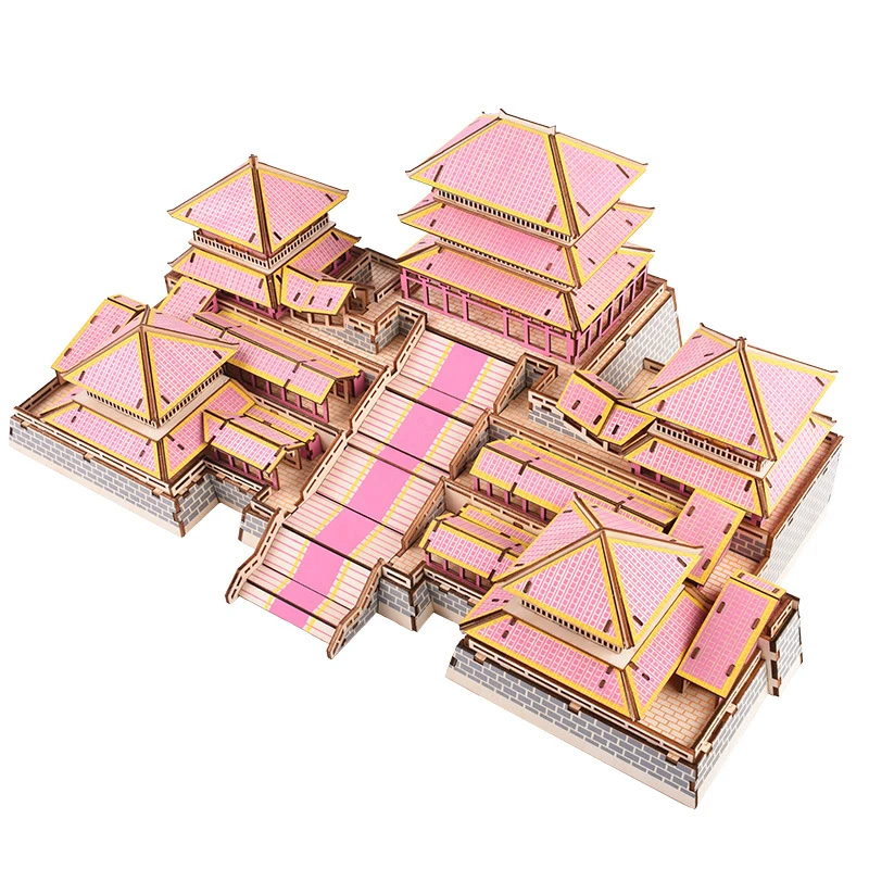 EPang Palace 3D Wooden Puzzle Jigsaw Chinese History Building House Model DIY Kids Educational Toys For Children Adult Gift 4