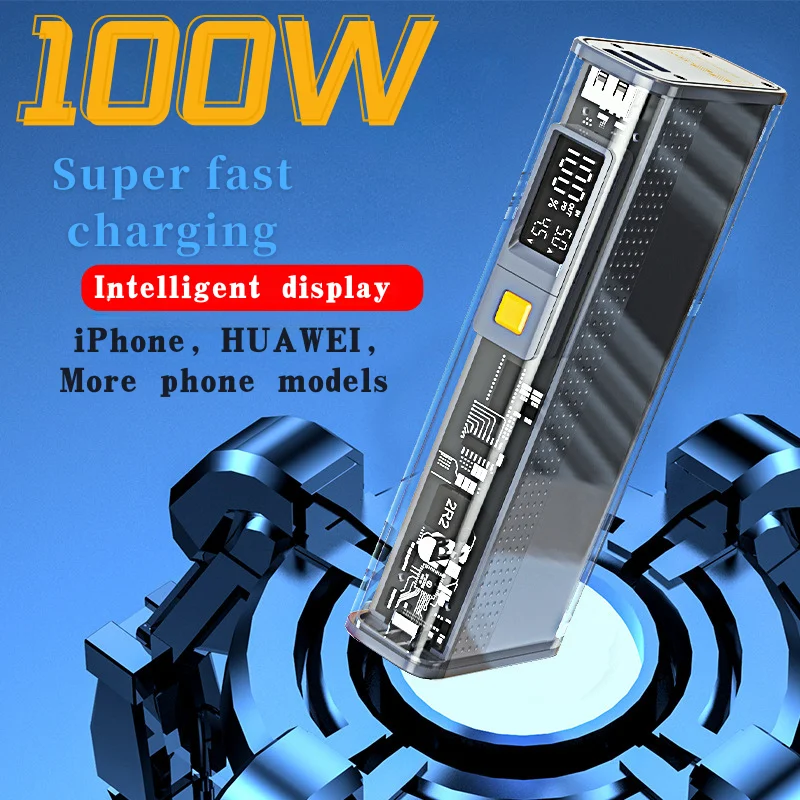 

Mecha transparent 20000 mah high capacity charging bank Super fast charge two-way fast charge portable power station