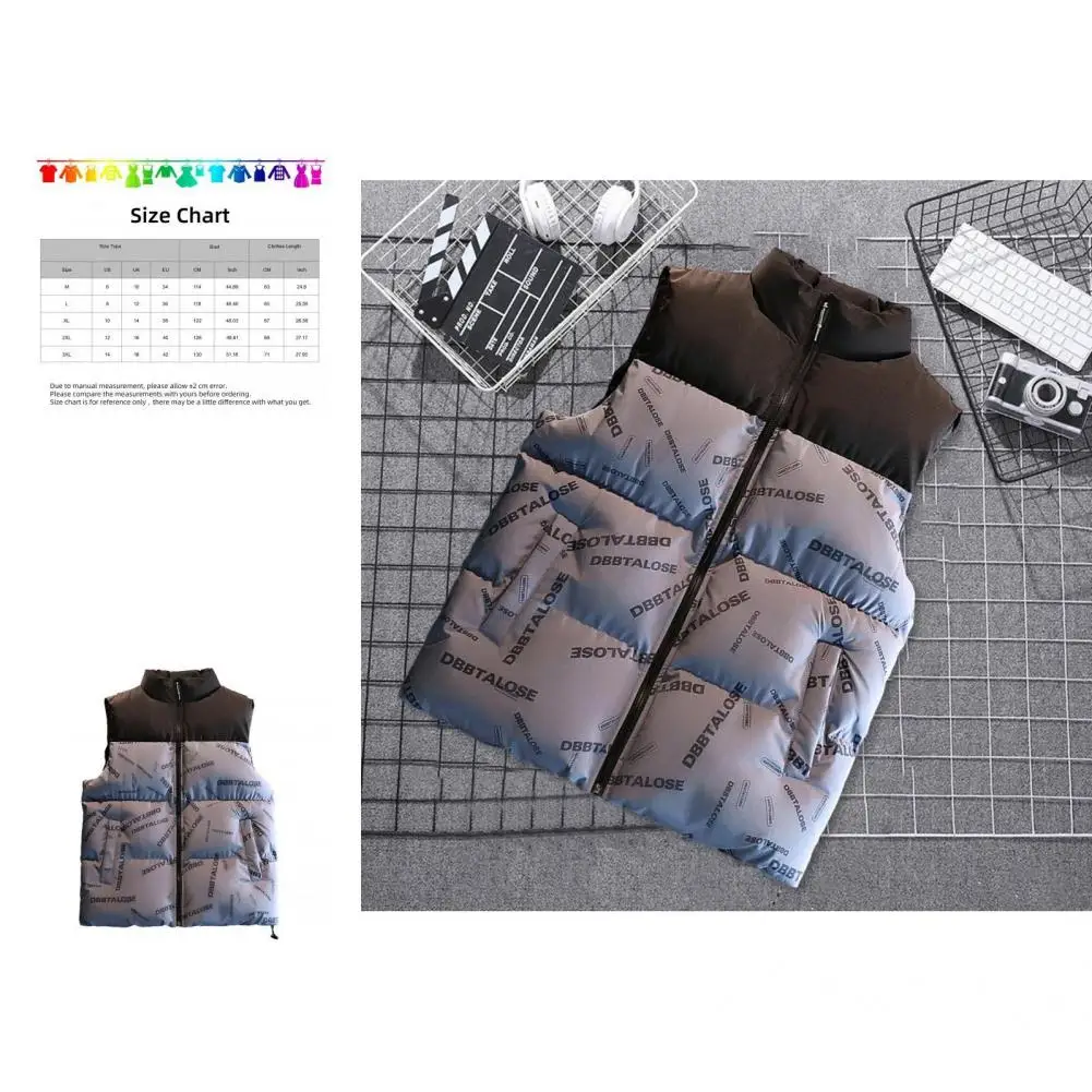 

Winter Thick Vest Thickened Waistcoat S Cozy Winter Vest with Stand Collar Resistant Design Zip Up Pockets for Outdoor