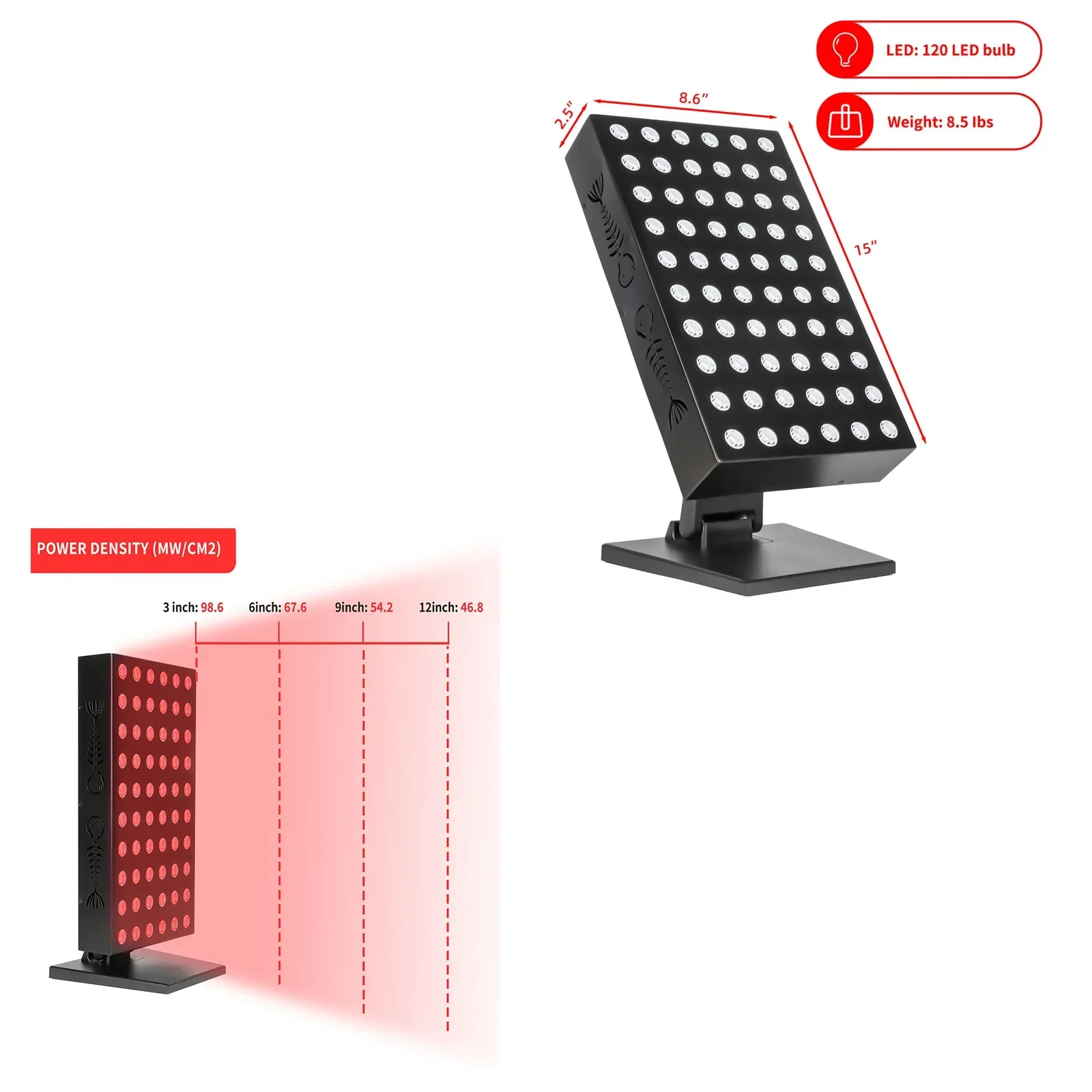 Red Near Infrared Therapy Red Light Therapy , Panel For Anti-aging , Pain Relief ,660nm, 850nm, 300W, Adjustable Stand ,Timing