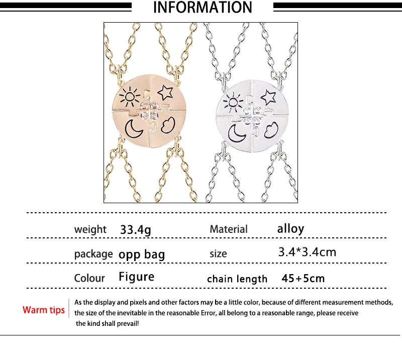 3/4 Stück trendige Sonne Mond Stern Wolke Charm Halskette für beste Freundin Freundschaft Halskette Schlüsselbein Kette Schmuck Abschlussgeschenke – Detail 10