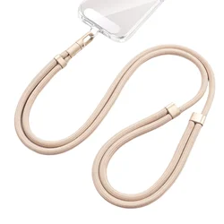 360° Rotating Adjustable Universal Phone Lanyard with Clip - Anti - Drop Neck and Crossbody Strap (Beige)