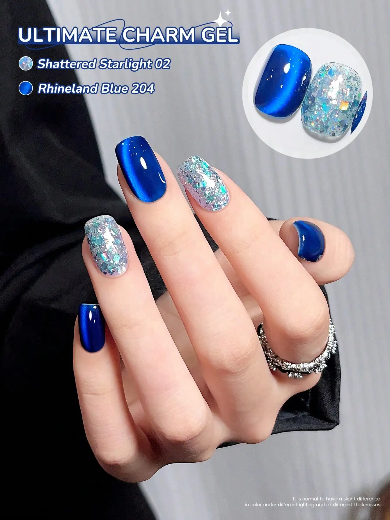 XEJAYI 2Pcs 15ml Blue Cat Eye Gel Nail Polish Set,UV LED Soaking