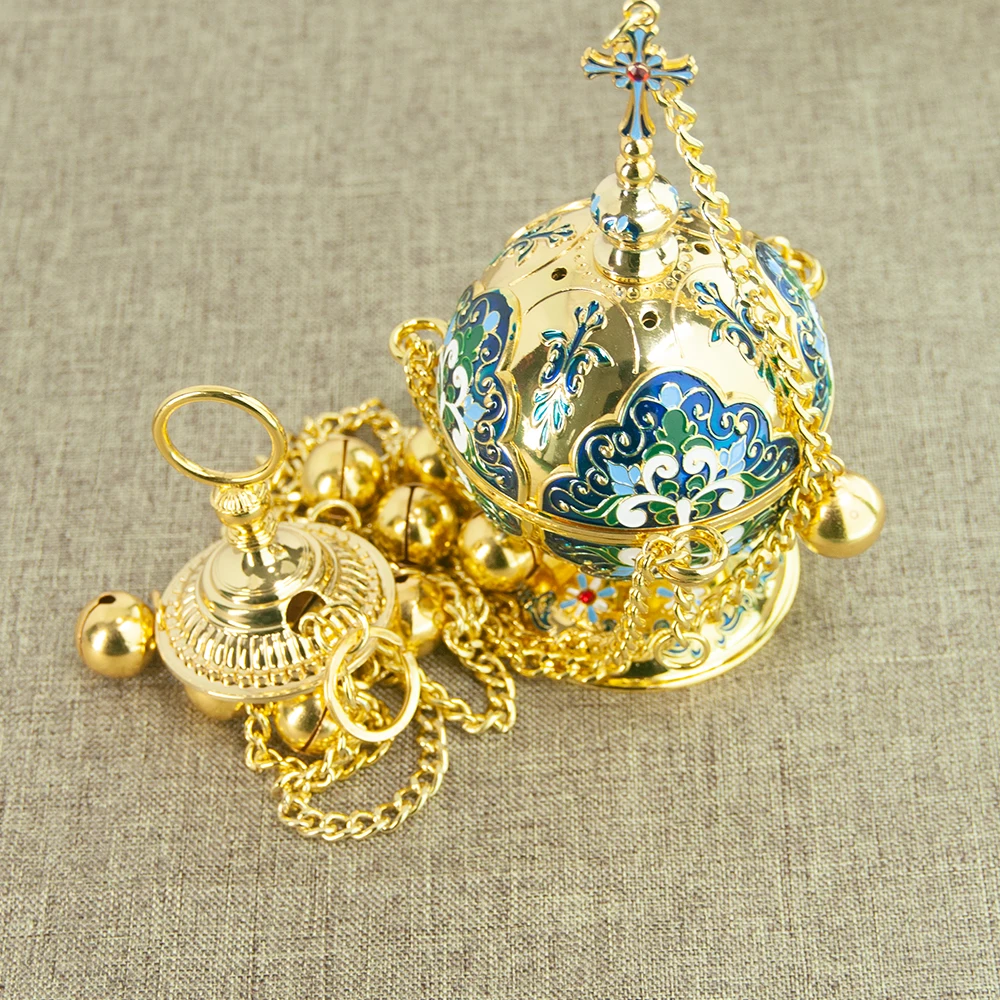 金属工芸　香炉　飾り物　縁起物 丸い形の香炉、金属工芸品、教会のサプライヤー、チェイス