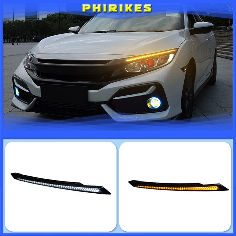 Blink LED Headlight Eyebrow Water Flowing Daytime Running Light DRL