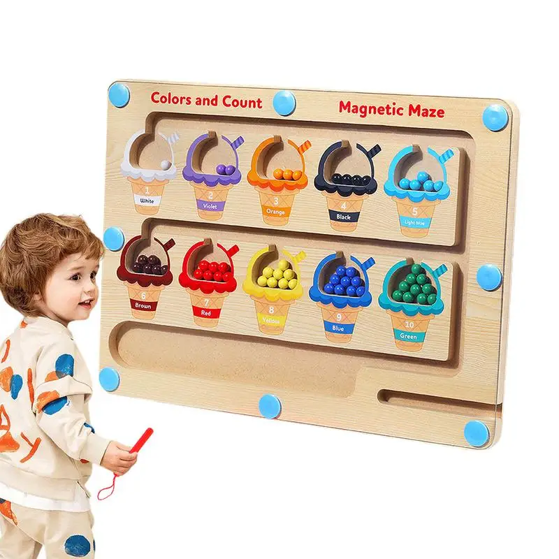 

Магнитный лабиринт с цветными цифрами и цветом, Настольная доска, игрушки Монтессори, игрушки для мелкой моторики, сенсорная игрушка, шток для раннего развития