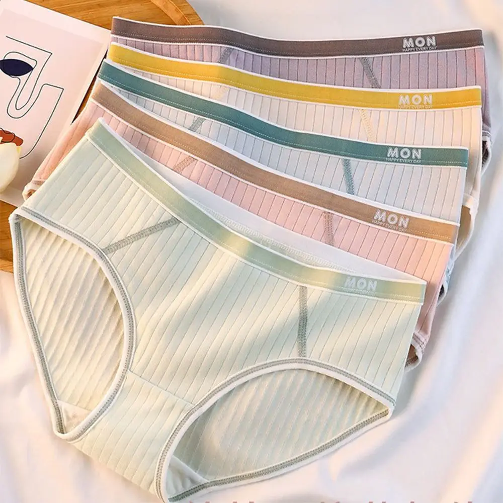 Comfortable Sweet Mid-Waist Girls Morandi Color Fitness Seamless Panties Cotton Breathable Lingerie Women Underwear