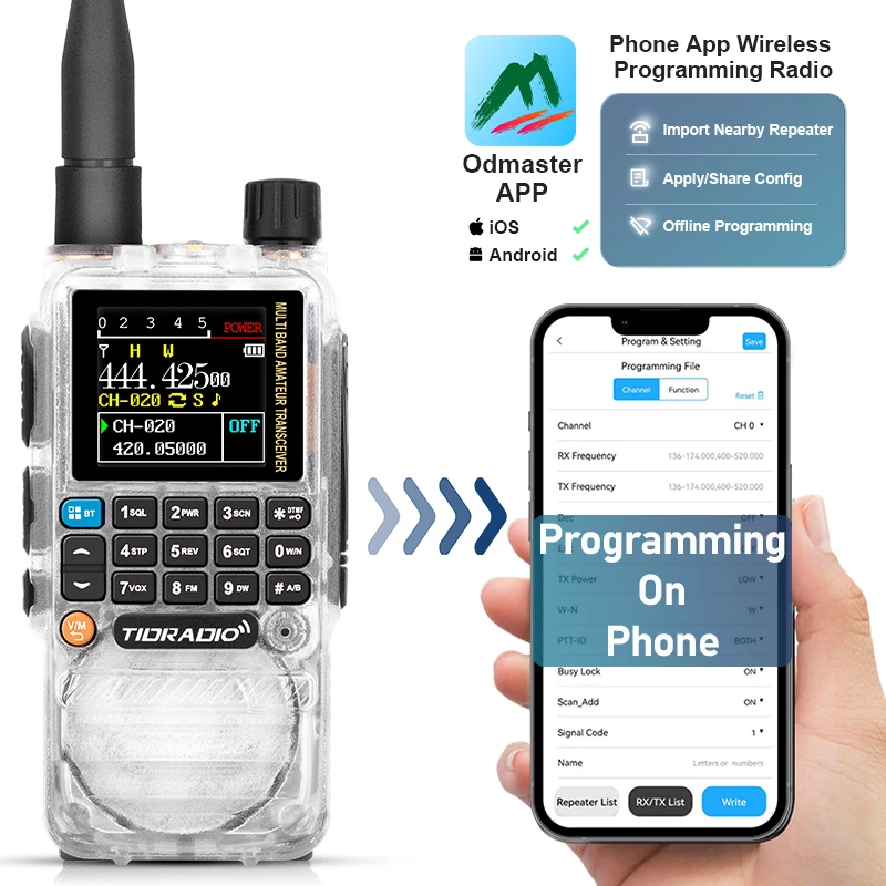 

TIDRADIO H3 Professional Walkie Talkie Phone Phone App Wireless Programming Remote APP control of multifunctional radio Station