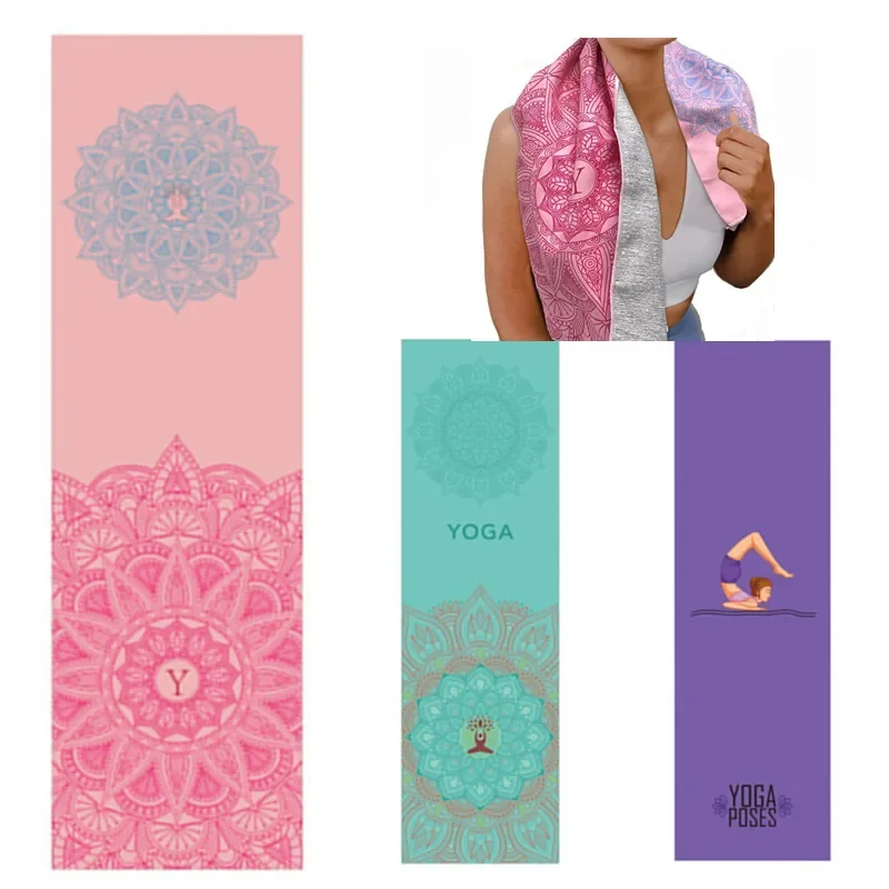 Yoga Towel Yoga Towels Fitness Towels Suede Printed Microfiber Sports Travel Quick-drying Sweat-absorbent Yoga Sports Towel Cushion Pilates