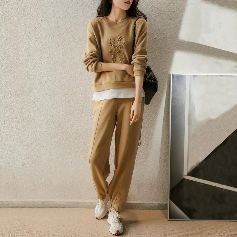 

2023 Autumn Women's suits Sweatershirts Pants Fashion Casual Female 2 pcs set cotton Loose Pullover Tops Trousers y2k Streetwear