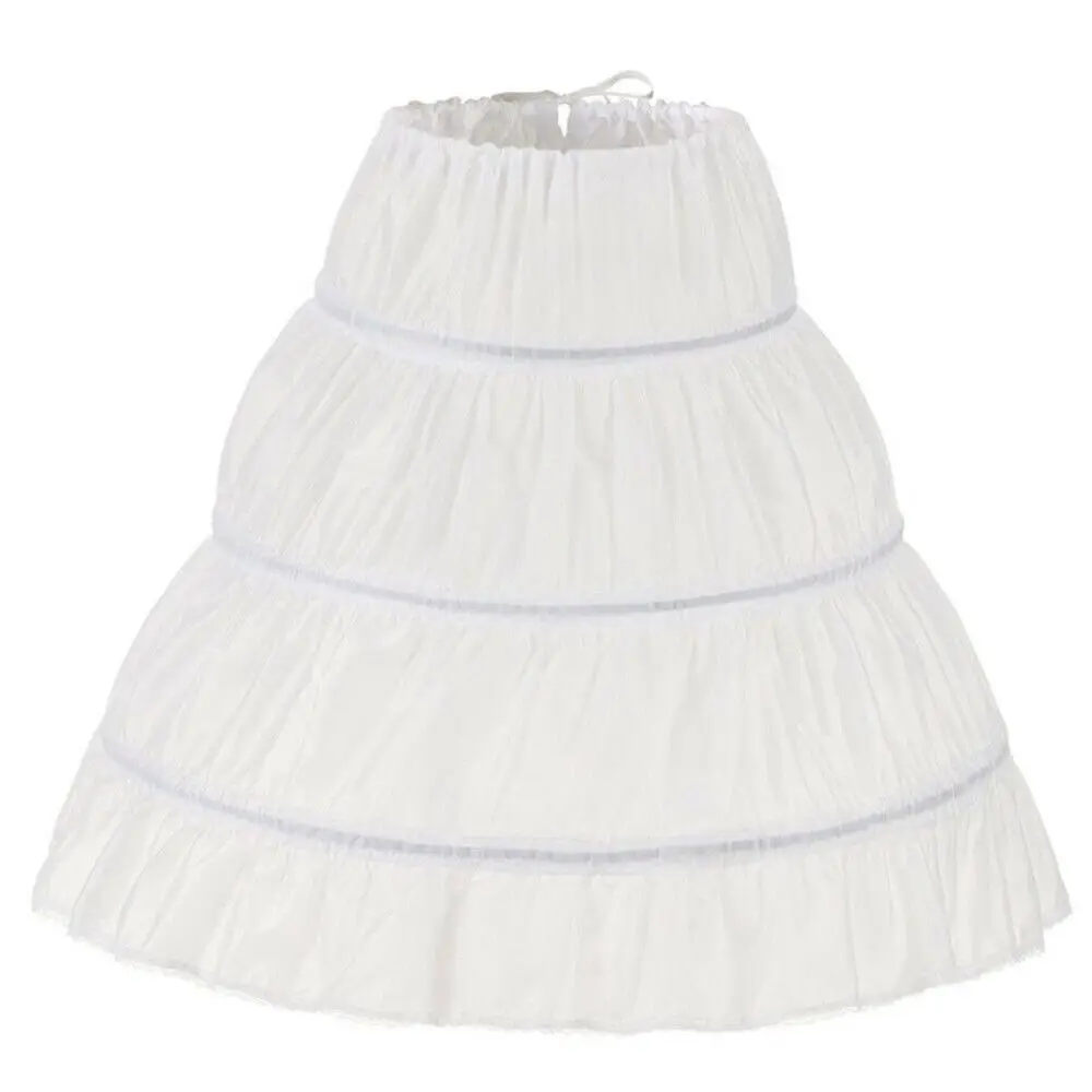 Girls Tutu Skirt 3 Hoops Skirt Petticoat Flower Crinoline Princess Skirt White Lace