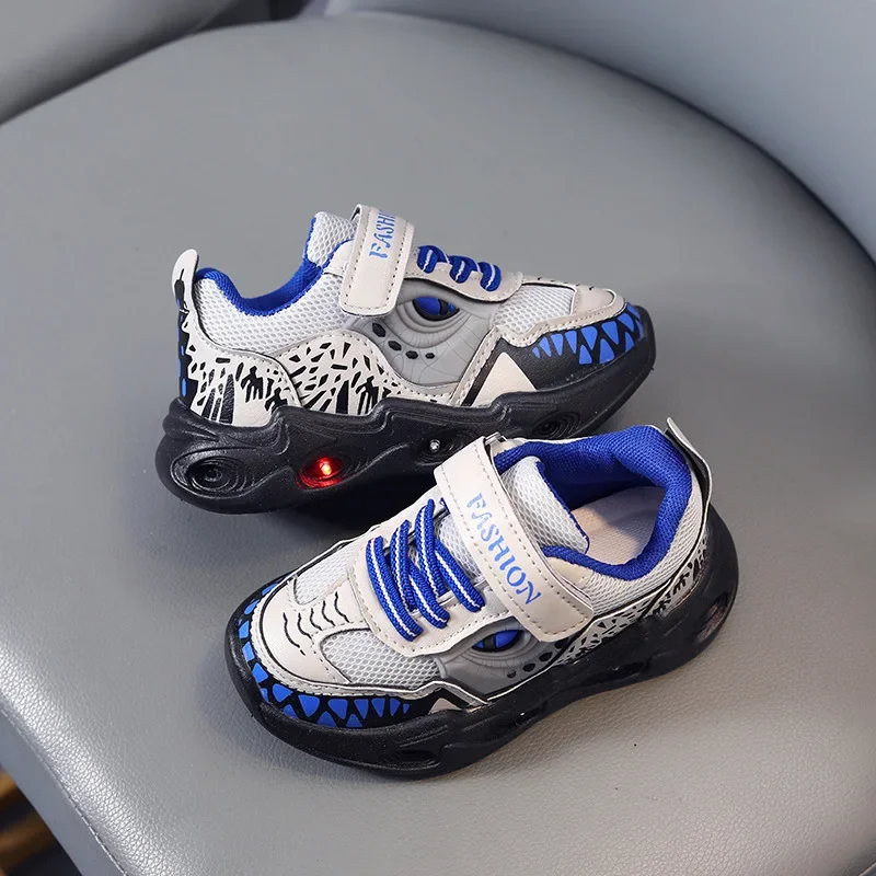 Spring New Children's Sports Shoes Fashion Cartoon Boy's LED Light Shoes Soft Sole Kid's Running For Ages 1-6T
