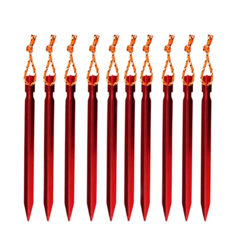 Alloy Tent Nail 18cm Aluminum Three-sided Ground Nail Outdoor Tent Peg With Rope
