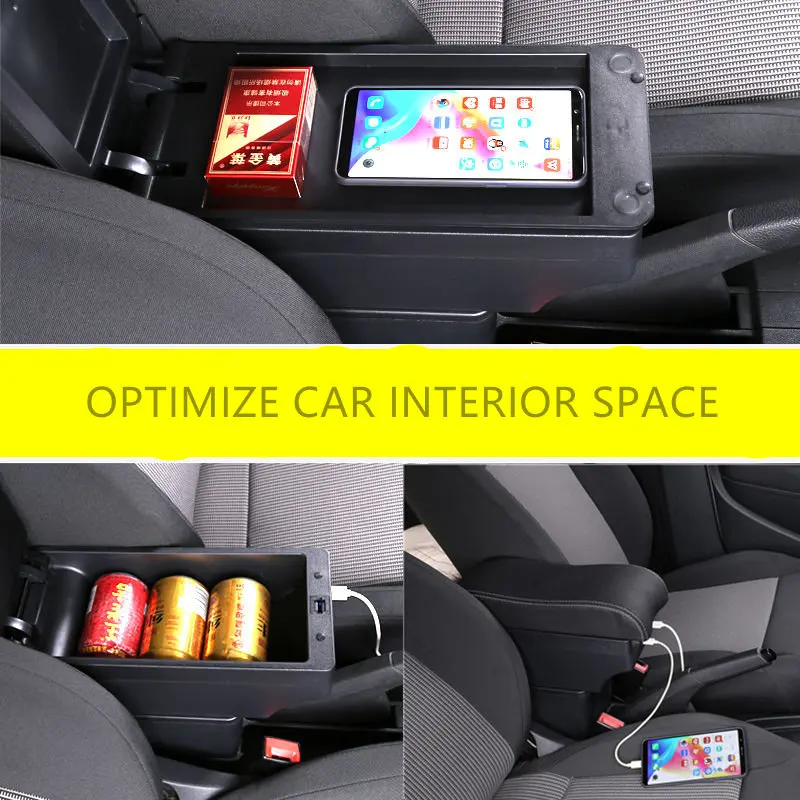 Armrest Box for Fiat Grande Punto for Fiat Punto Car Armrest Box Central Storage Box Interior Retrofit with USB Car Accessories