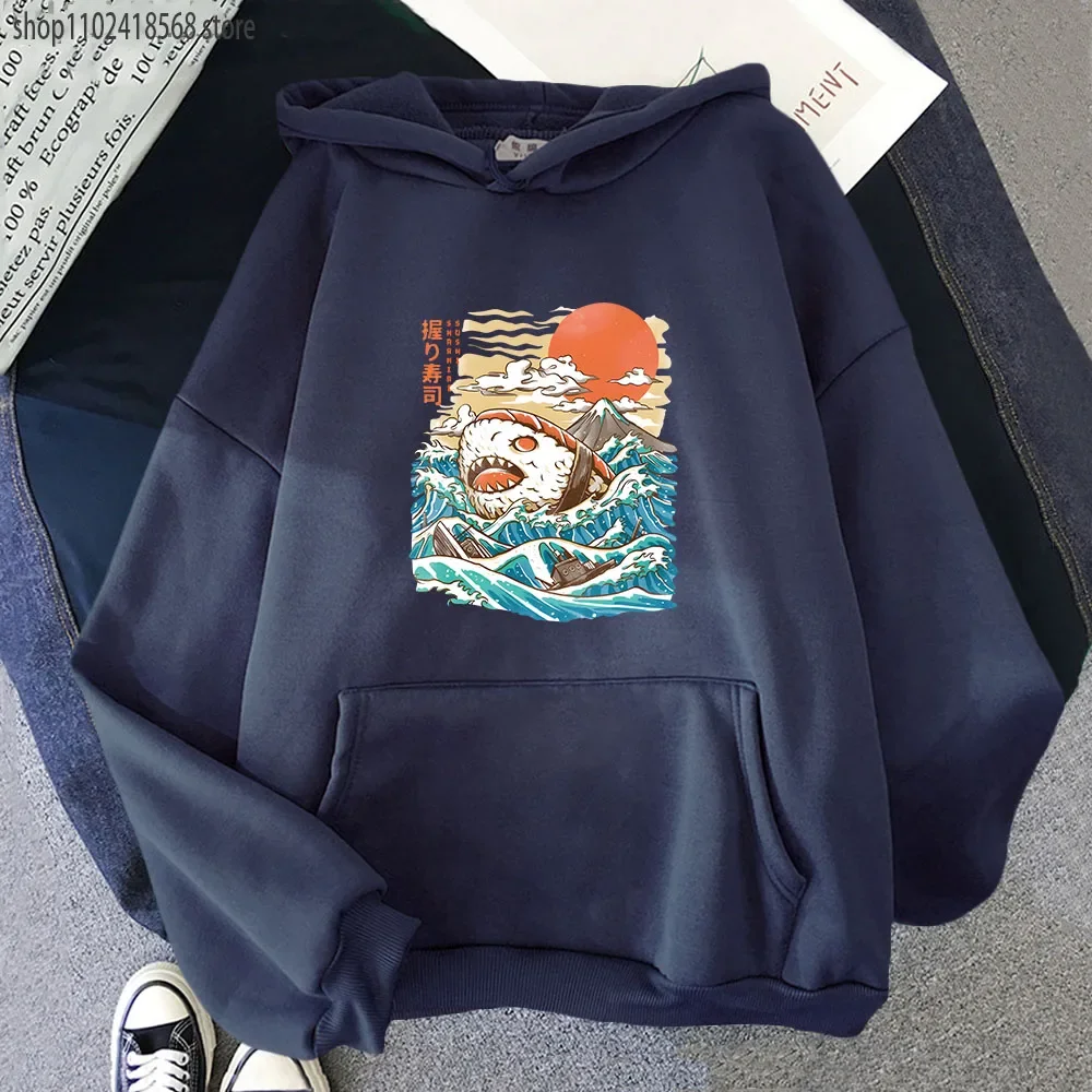 Sharkiri Sushi Hoodies Cartoon Anime Sweatshirt for Men Y2k Pullover Fashion Streetwear Women Kawaii Clothes Winter Fleece Tops
