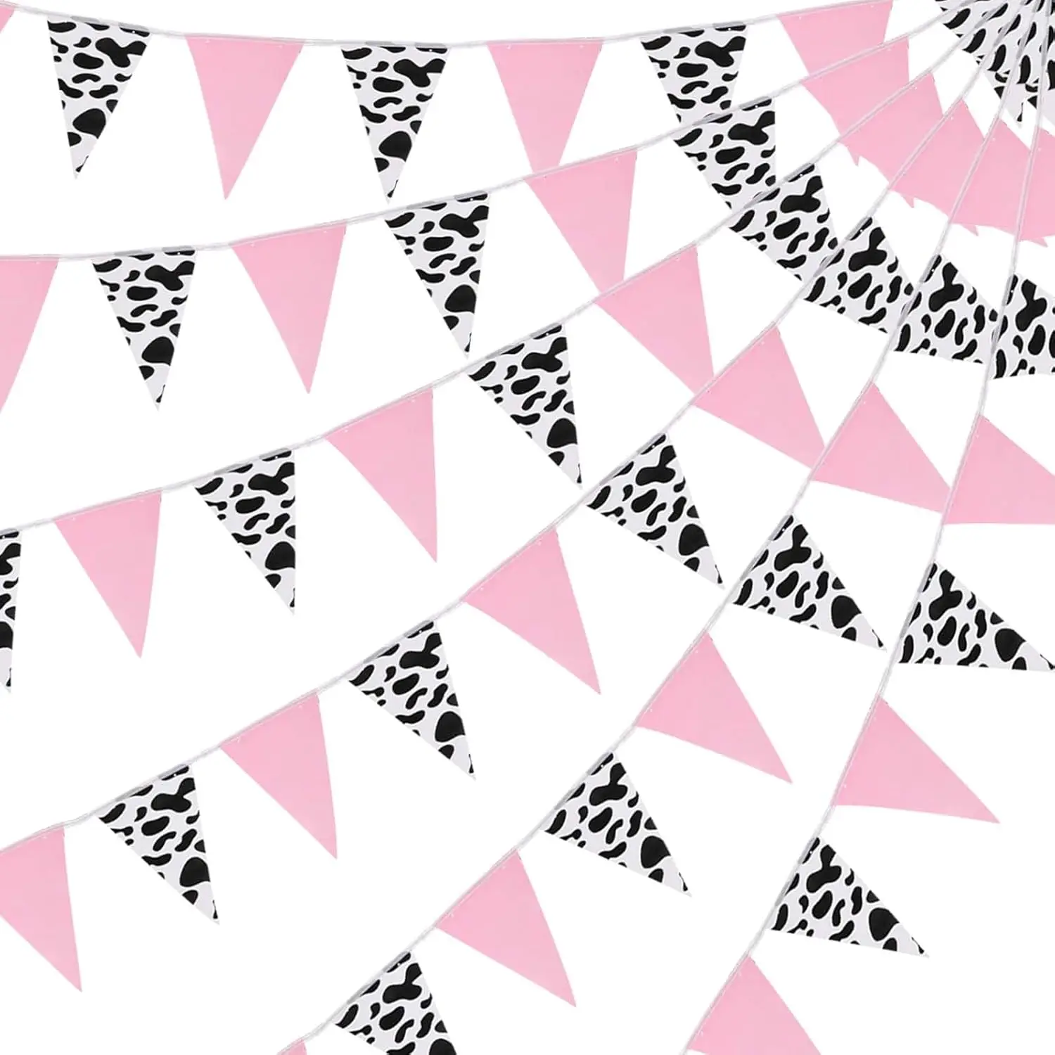 Cow Print&Pink Banner Cow Print Pennant Banners Flags Theme Party Decor Banner for Farm Birthday Party Wild West Farm 1 Pc