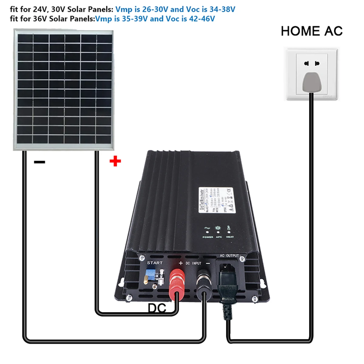 Y&H 500W 600W MPPT 그리드 타이 인버터 순수 정현파 마이크로 인버터 DC26-45V에서 AC220V로 변환, PV 패널 배터리 방전 조절 가능