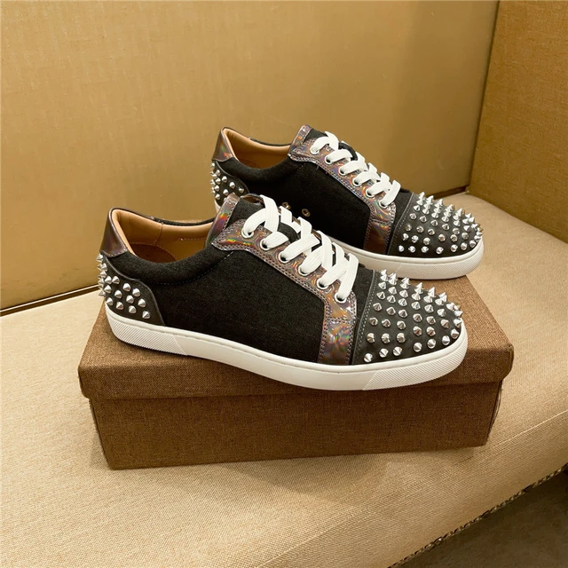 Luxury Designer Men's Shoes Riveted Red Soled Shoes with Stars and Sequins,  Breathable Low Top Luxury Casual Shoes