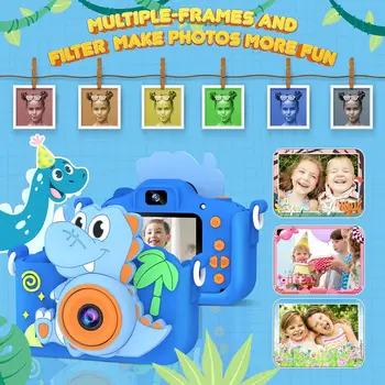 Kids Camera for Boys and Girls,Dinosaur Camera with Selfie 1080P HD Video, Christmas Birthday Gifts for Boys, with 32GB SD Card 2