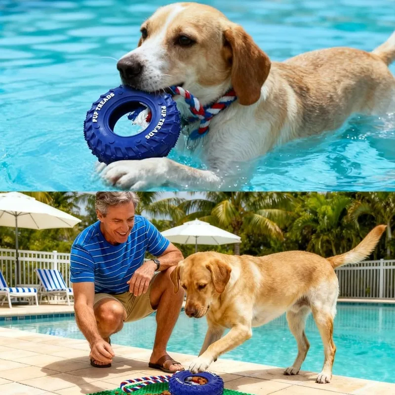 Tire Toys Made of Natural Rubber for Medium and Large Dogs, Durable for Chewing, Puzzle Solving, Feeding, Interactive Pets