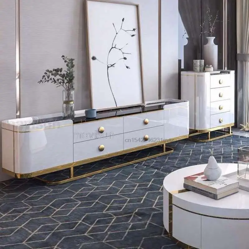 

White Light Luxury Coffee Table New Tv Cabinet High Quality Hot Sale Fashion Modern Furniture For Living Room Hotel Apartment