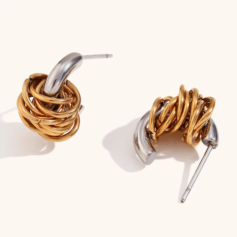 Vintage Golden Wrap Line Spiral C-shape Waterproof Hoop Earrings Mix Color Huggie Ear Buckle Femal Unique Jewelry 2025 Wholesale