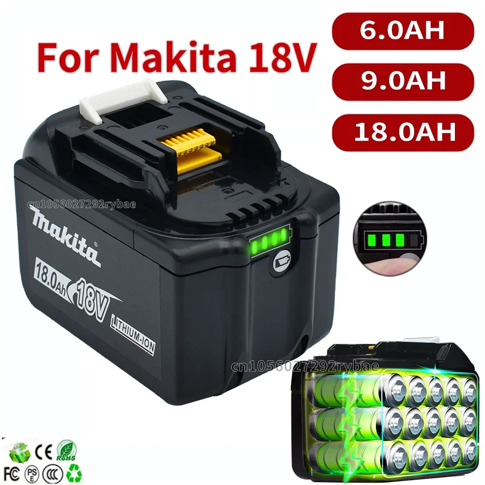 Batteria Makita 18V 6Ah 9Ah 18Ah Sostituzione Agli Ioni Di Litio Lxt Bl1860B Bl1860 Bl1850 Bl1830 Muslimah Bl1815 Lxt400 Per Trapani A Batteria