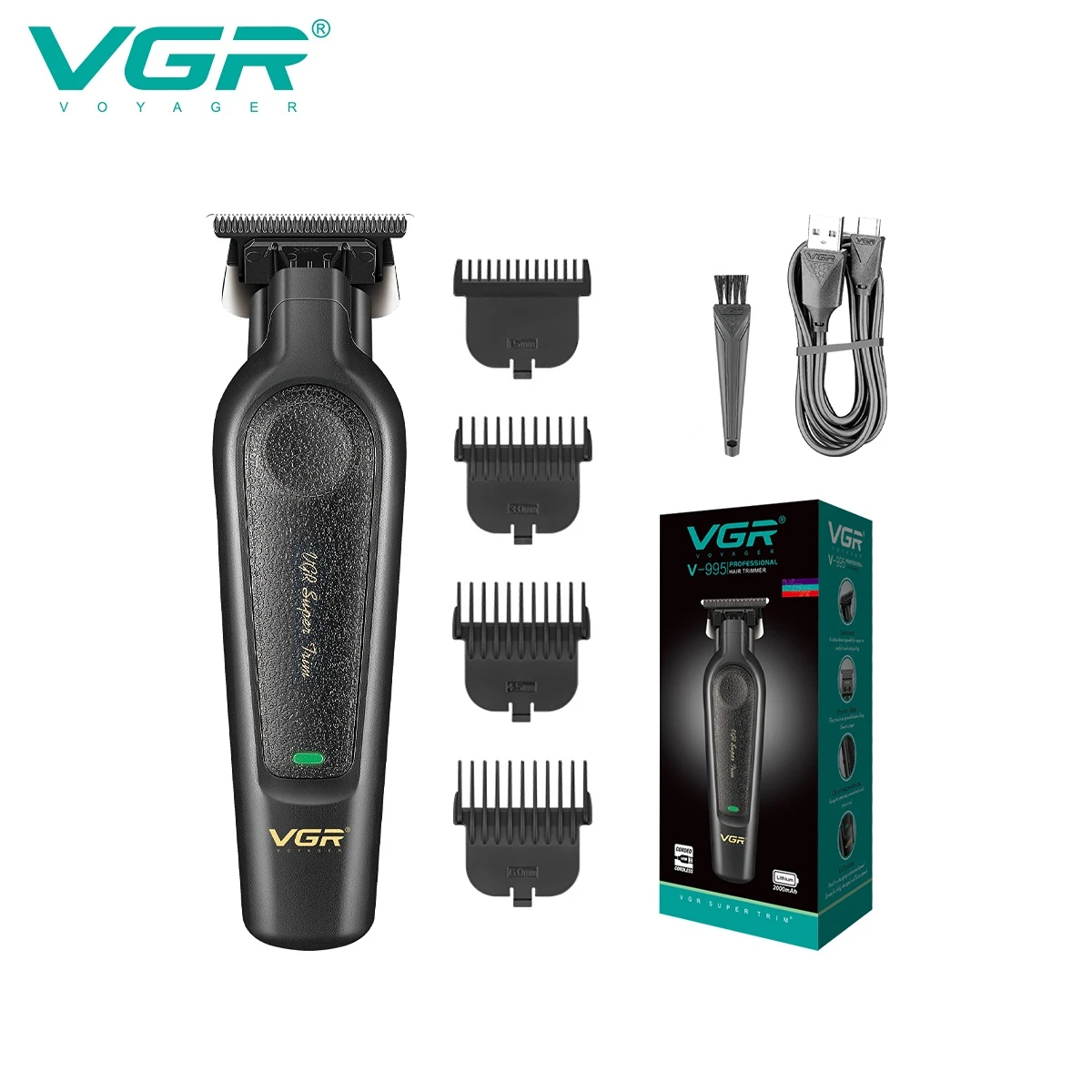 Hair Clipper Hair Trimmer VGR Hair Trimmer Professional Hair Cutting Machine Electric T-Blade Trimmer Barber Clippers Cordless for Men V-995