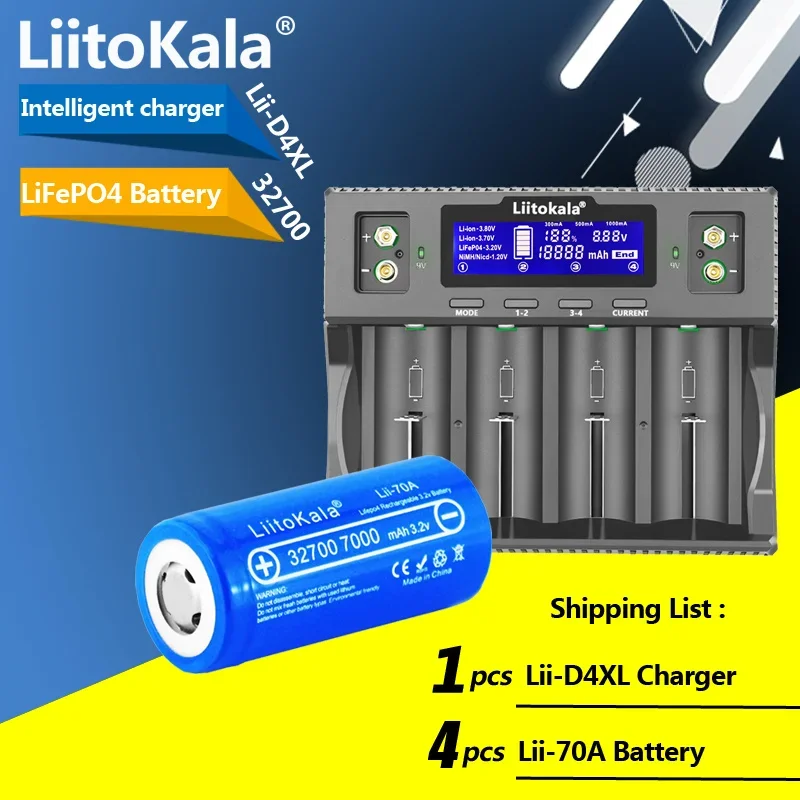 

Умное зарядное устройство LiitoKala Lii-D4XL 32700/21700/18650/26650 + 4 шт.