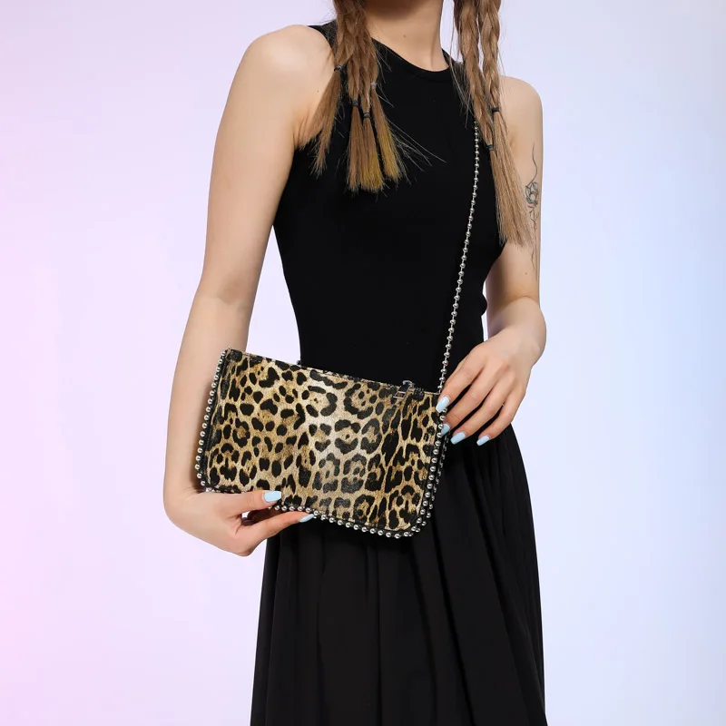

Новые леопардовые сумки через плечо для женщин, Модный женский кошелек на цепочке, модная сумка-мессенджер через плечо, женская сумка