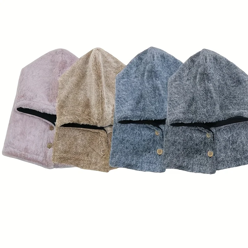 Winter Warm Hat Thickened Plush Windproof Balaclava Hat Unisex Adjustable Elastic Thermal Neck Protection Cycling Skiing Hat