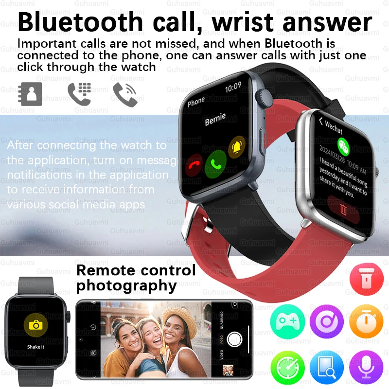 Fashion Women Smart Watch 1.85'' AMOLED Screen Sport Bracelet NFC BT Call Clock Health Monitoring Golden Steel Strip Smartwatch 3
