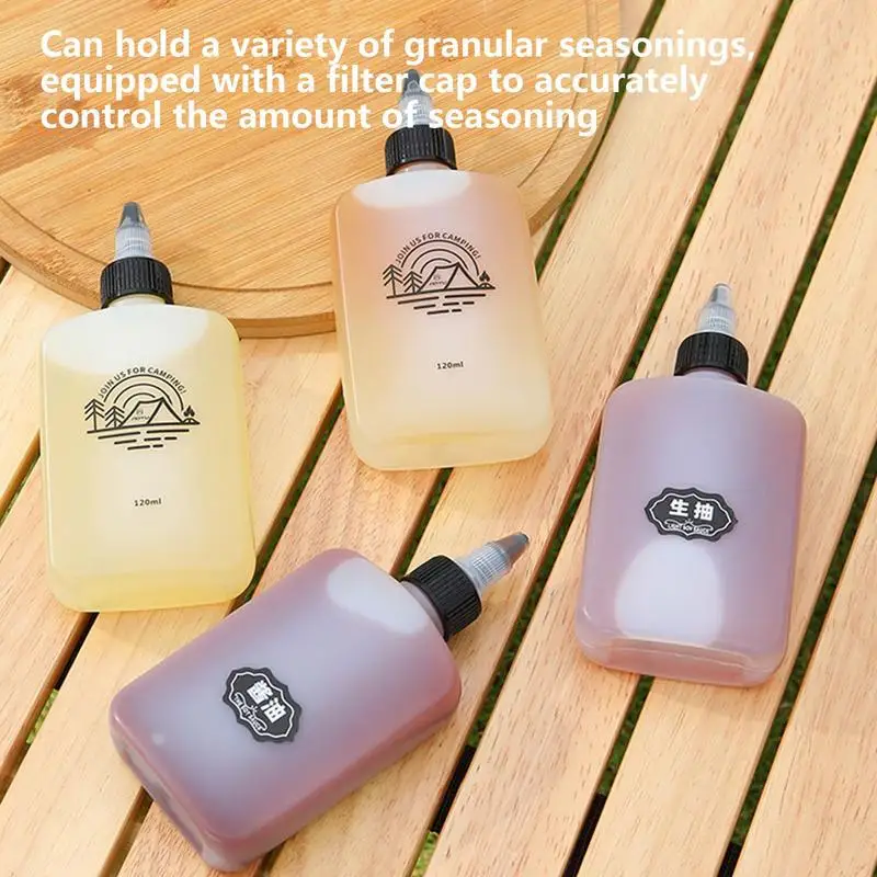 120ml Camping Seasoning Bottle Oil Dispenser Bottle HDPE Condiment Container Seasoning Jar Squeeze Bottle for Camping Supplies