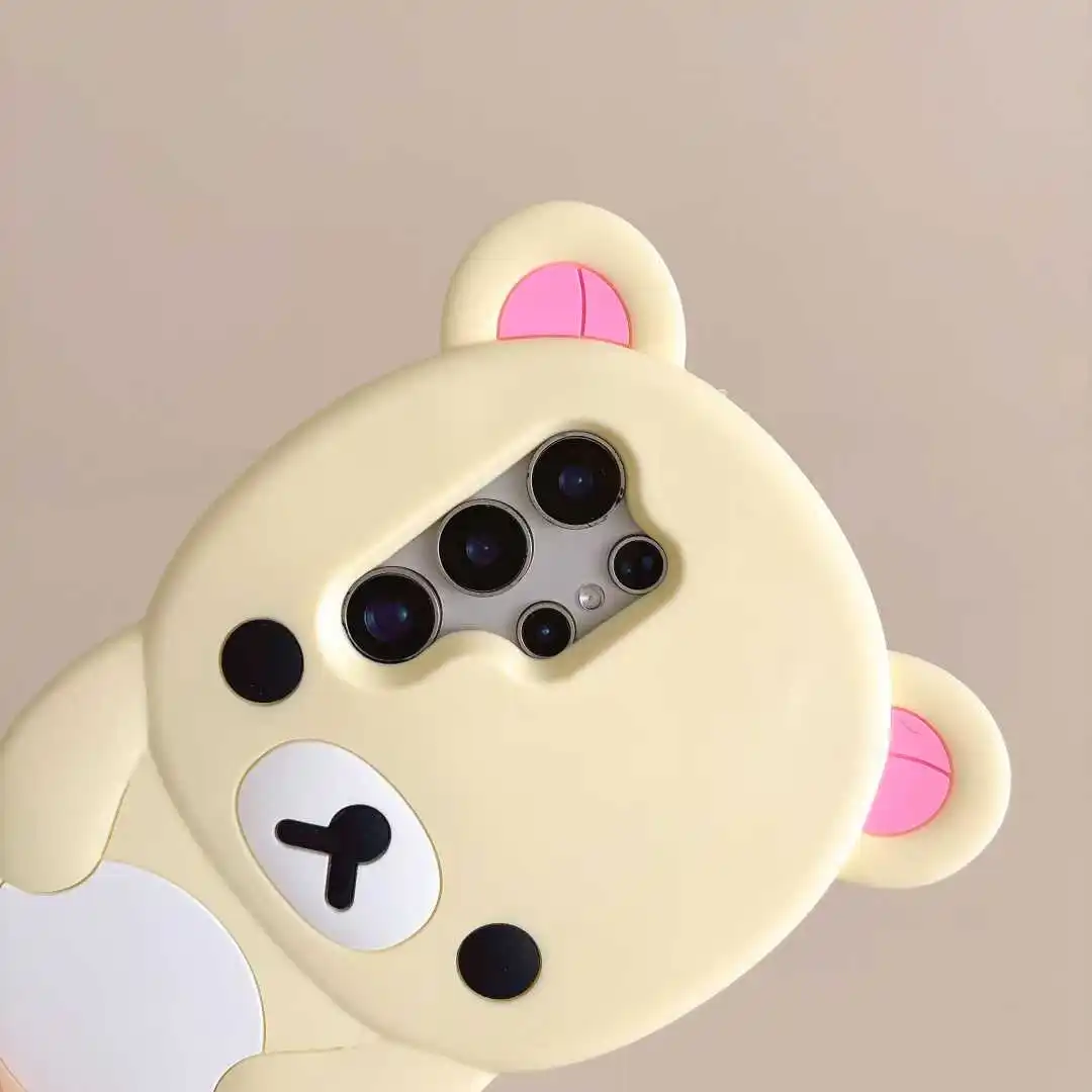 Cute 3D Rilakkuma Bear Soft Silicone Phone Case - Rubber Protection Cover