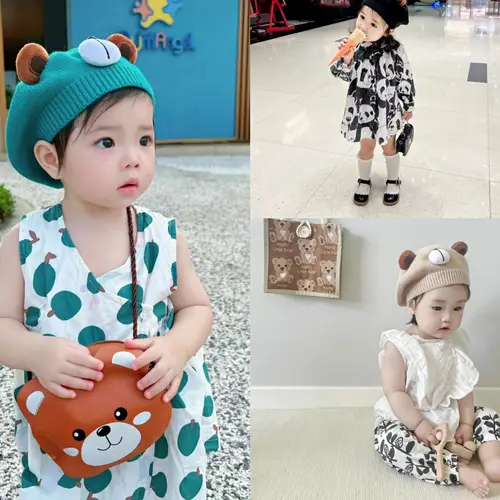 한국 아기 베레모 모자, 귀여운 곰, 어린이, 남아, 여아, 니트 모자, 겨울 만화, 따뜻한 유아 비니 모자, 보넷 기자 3
