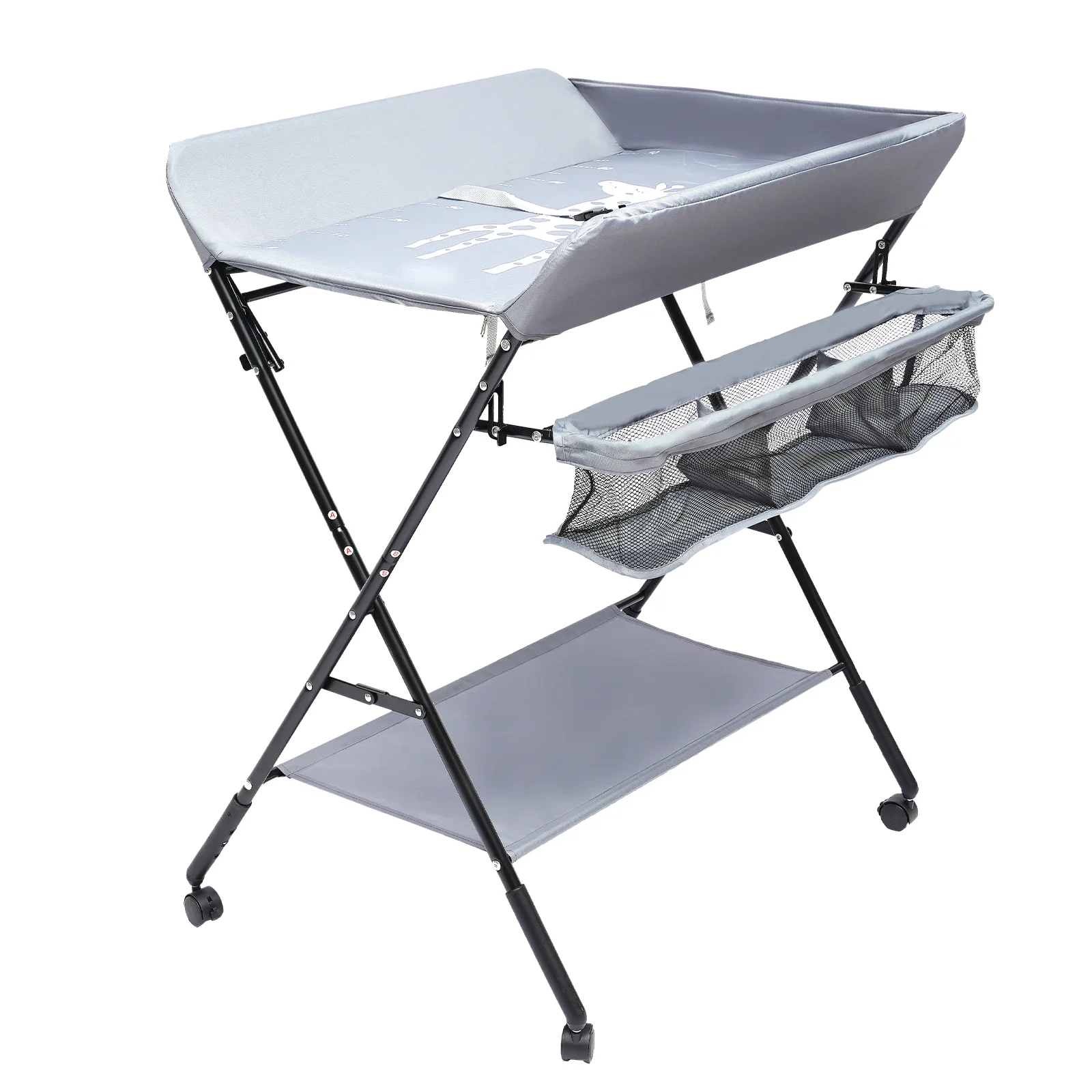 BYMAOCAR Folding Nursery Unit Changing Station Baby Changer Table, with Storage Organizer 25 KG Load-Bearing