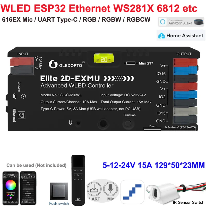 ตัวเลือกสินค้า ตัวควบคุมแสงอัจฉริยะ ESP32 WLED 4 ช่องควบคุม