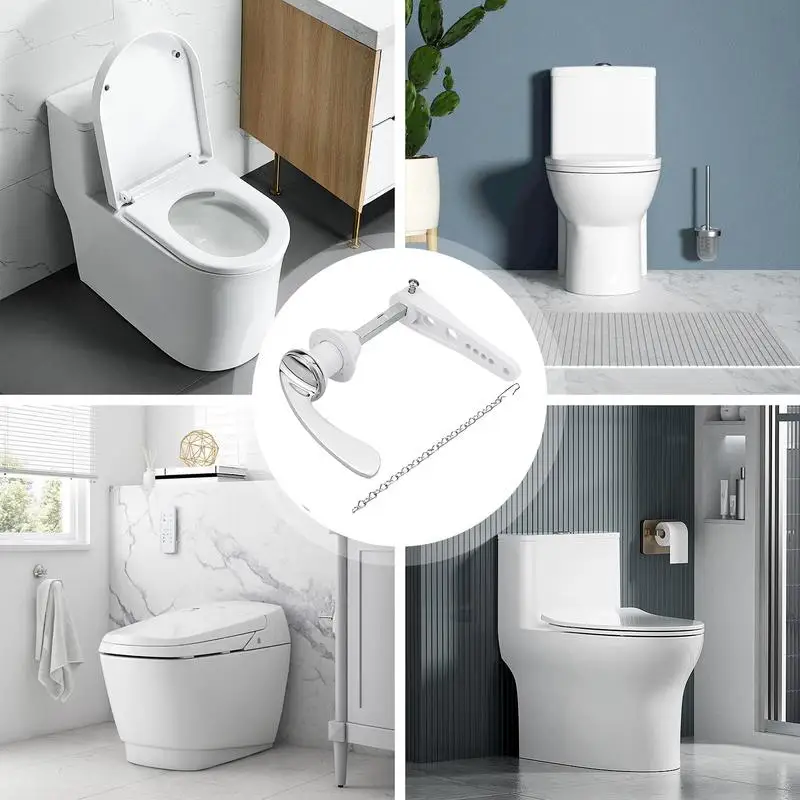Flush Handle For Toilet Tank Flush Lever Set Toilet Handle Lever Replacement With Chains For Repair Accessory spanner