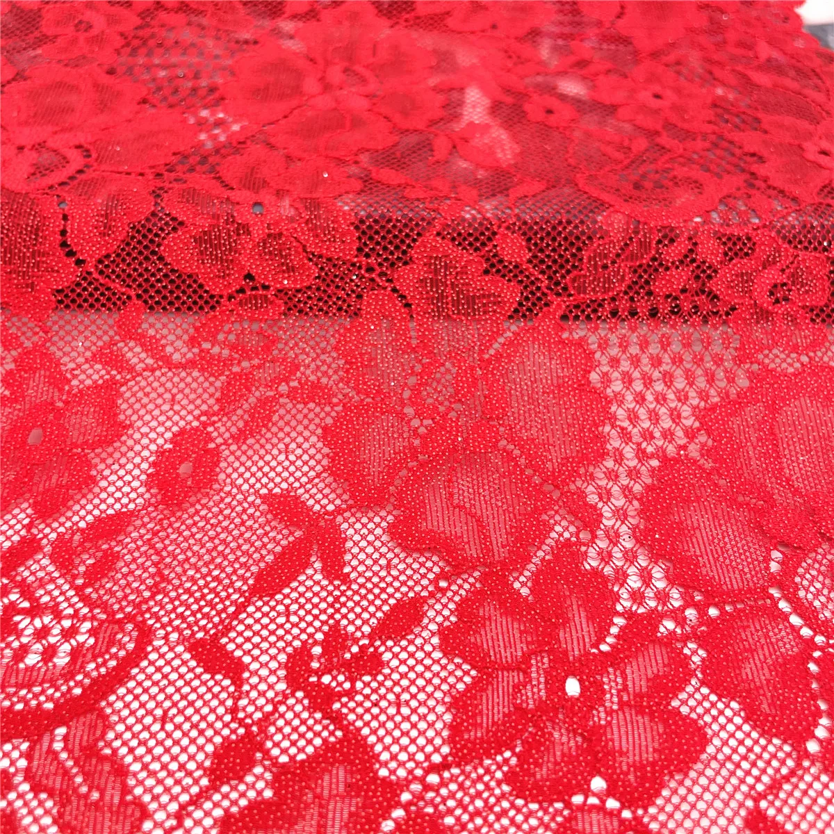 3y/lot Width 22.50cm Red With Foil Shimmer Shiny Elastic Lace Trim 5