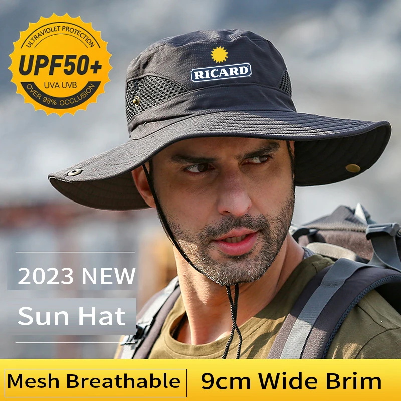 TAGVO Chapeaux De Pêche Pour Hommes Femmes, Chapeau Randonnée Avec Protection Cou Chapeau De Soleil De UPF 50 Pliable Chapeaux De Safari Bucket Hat - Sangle De Menton Réglable