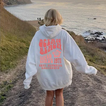 2025 Fashion Trend Ocean Beach Hoodie; Casual Hoodie Tumblr Sports T-shirt; Trendy Loose Hoodie